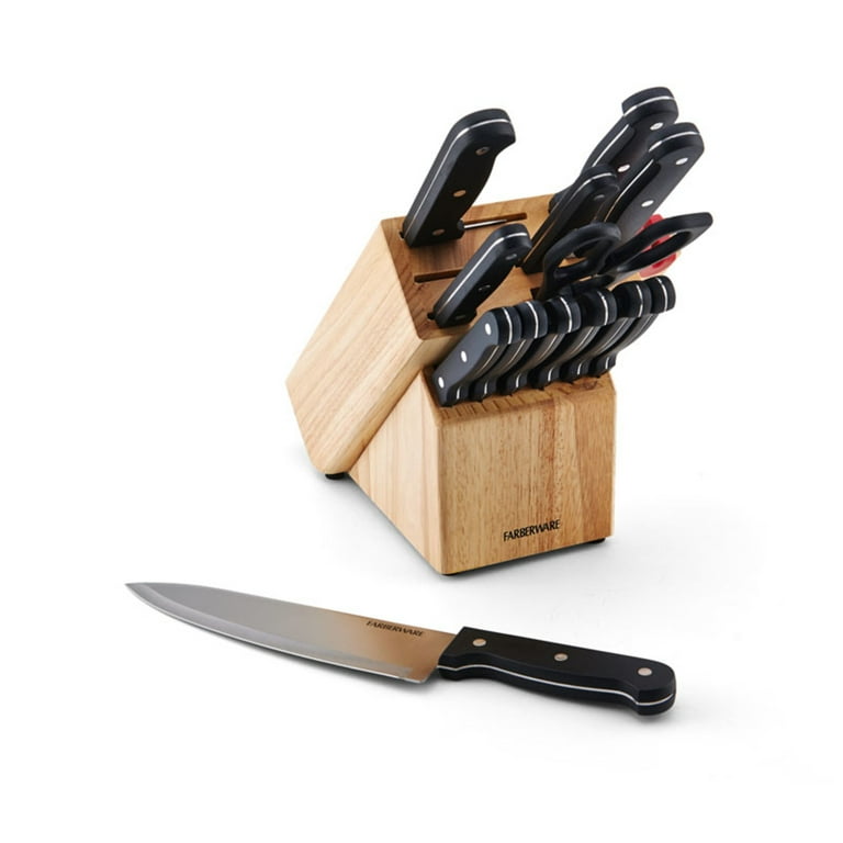 Farberware Knife Armor Dishwasher Safe 22-piece Wave Edge Knife Block Set, Sama Department Store