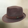 thumbnail image 3 of PRINxy Men's Breathable Mesh Trilby Fedora Sun Hat, Lightweight UV Protective Cap for Summer Beach Outdoor Travel Casual Wear Coffee, 3 of 4