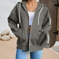 thumbnail image 5 of Women's Casual Zip Up Hoodie - Solid Color Loose Fit Long Sleeve Sweatshirt Jacket, Cozy and Warm Basic Hooded Outerwear for Fall and Winter, 5 of 9