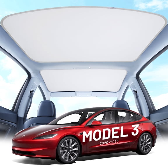 Roof Sunshade for Tesla Model 3 2019-2023 Accessories [No Gaps, Never Sag] Heat Insulation & Interior Sun Protection UV Block Foldable Glass Sunroof Shading Cover for Model 3, Tesla Interior Gray