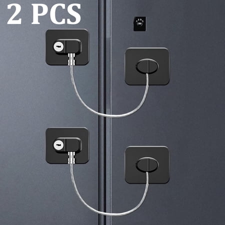 OFEFE Fridge Lock 2-Pack,Refrigerator Lock with Keys,for Fridge,Drawers, Dishwasher,Toilet and Child Safety Cabinet,3M Adhesive No Drilling(Black)