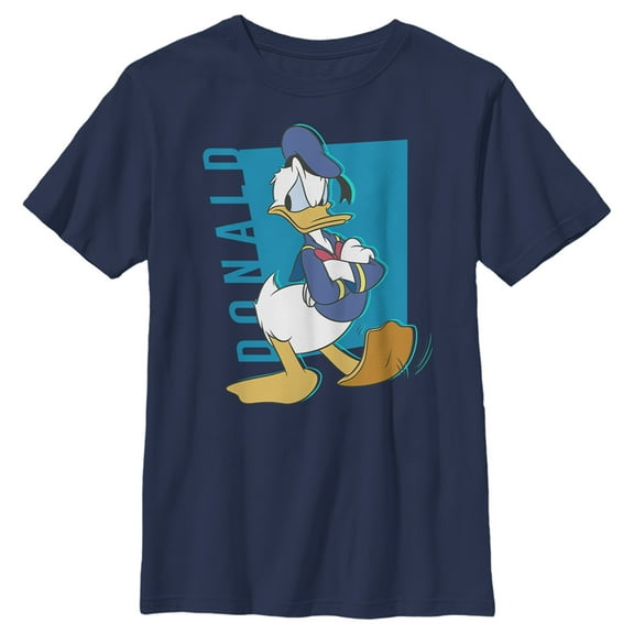 Boy's Mickey & Friends Donald Duck Pop Art Portrait Moody Graphic Tee Navy Blue Small