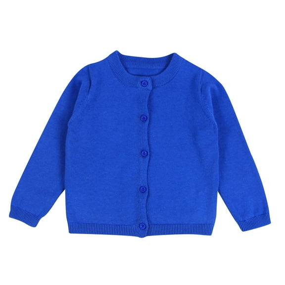 Girls Cardigan Long Sleeve Button Front Sweater Toddler Kids Knit School Uniforms Sweaters 3-12 Years Blue 5