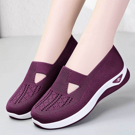 Xysaqa Go Walk Shoes for Women  Womens Walking Shoes Women s New Large Size Casual Mesh Slip-on Women s Shoes Soft Sole Breathable Fashion Mother Shoes Mary Janes Flats Savings!