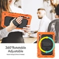 thumbnail image 2 of Case for Samsung Galaxy Tab S9 11.0 Inch SM-X710 with Screen Protector, 360 Degree Rotating Kickstand Hand Strap Heavy Duty Shockproof Cover with Shoulder Strap, Orange, 2 of 7