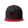 thumbnail image 2 of USA Redesign Flag Thin Blue Red Line Support American Servicemen Snapback Hat (Thin Red Line, Black Red Cap), 2 of 4