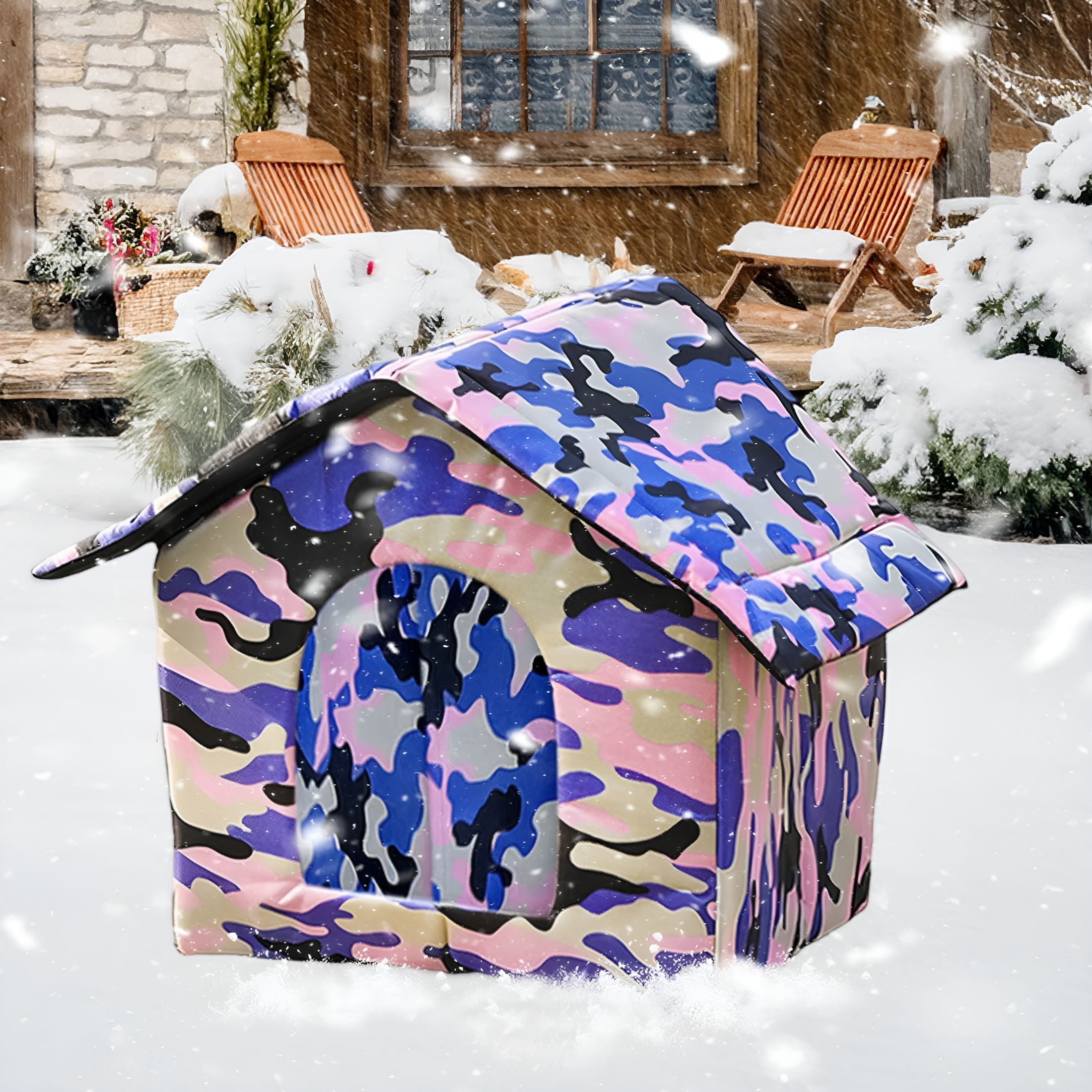 XIBUFE Insulated Outdoor Cat Shelter for Winter - Waterproof Feral Cat House with Thermal Warmth, Weatherproof Stray Pet Shelter with Foldable Design and Easy Clean Interior