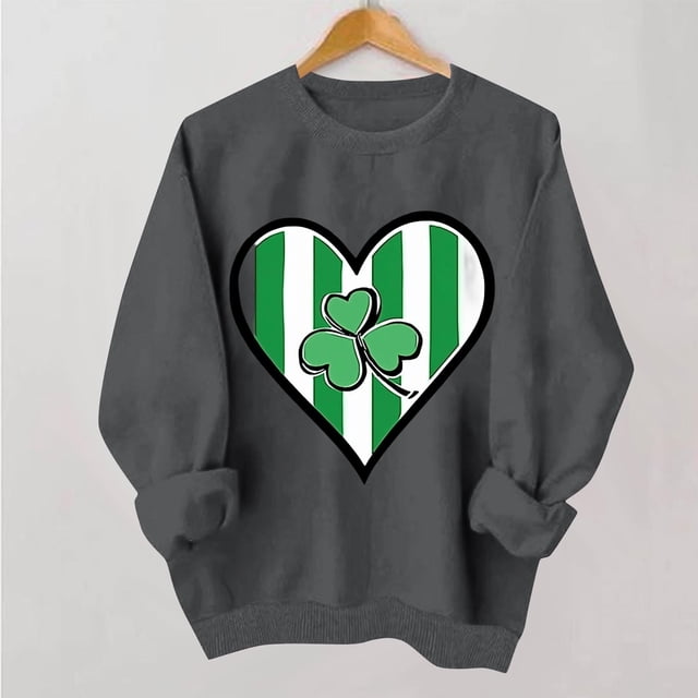 TaTaai Women Casual St Patrick's Day Printed Crew Neck Long Sleeve No Hood Sweatshirt Ladies Spring Daily Office Street Wear Soft Comfortable Machine Washable Stylish Top Gift