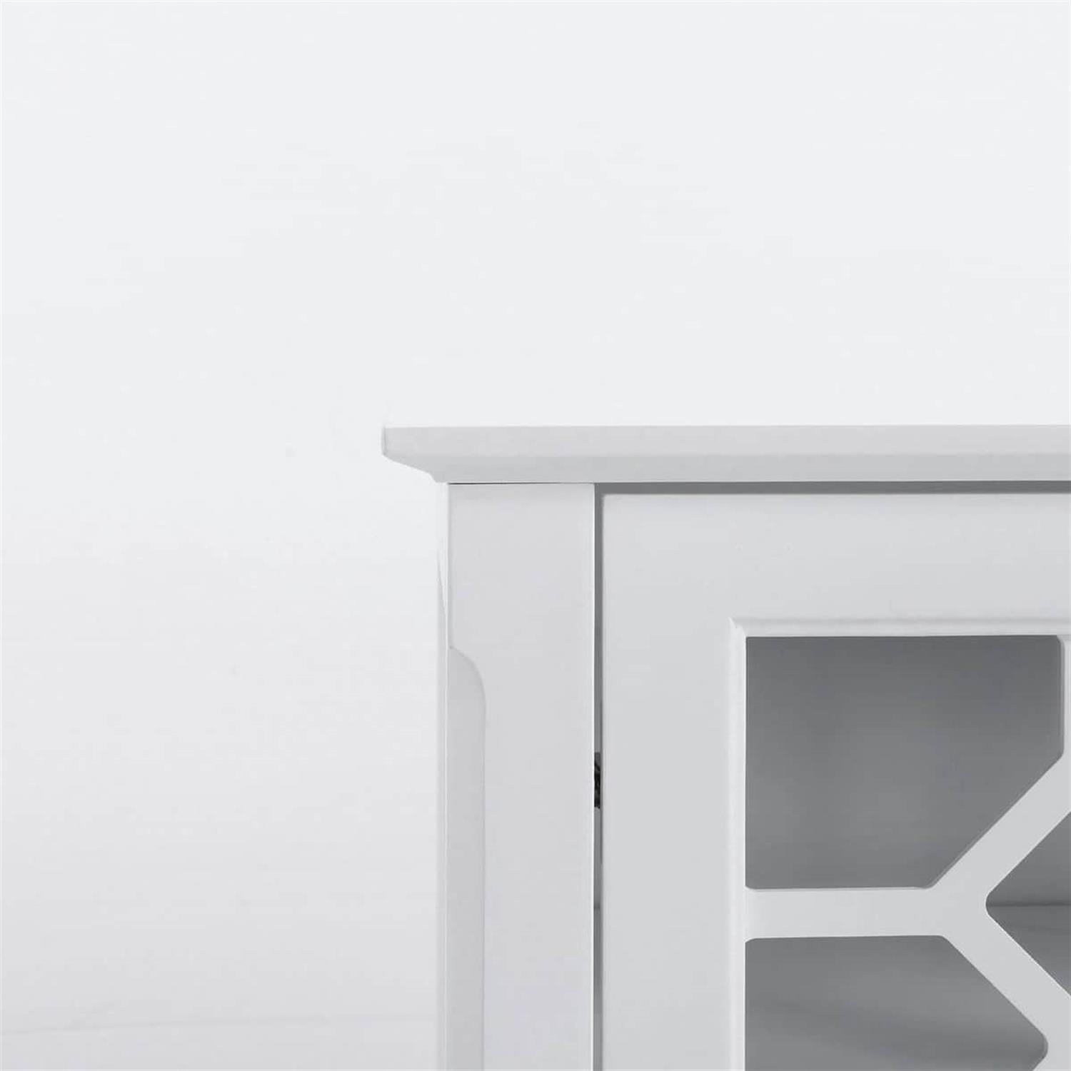 Demi Bonn 31" Sideboard with Double Glass Doors, 2 Shelves, Elevated Base, Modern Display Cabinet for Living Room, White