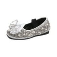 thumbnail image 3 of Jinhomg Shoes for Little Girls Wedding Flats Glitter Sparkly Rhinestone Dress Shoes Low Heel Party Princess Flats Silver 3 Months, 3 of 5