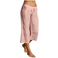 thumbnail image 3 of RongHuan Capri Pants for Women Loose Baggy Lightweight Capris Casual Vacation Beach Drawstring Cropped Trousers with Pockets, 3 of 8