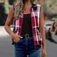 thumbnail image 3 of gbyLJF Women's Sleeveless Plaid Vest Lightweight Zip Up Flannel Jacket Casual Fall Layering Outerwear with Pockets, 3 of 6