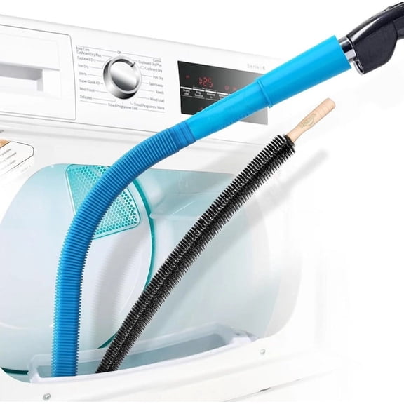 ZOUYUE 2 Pieces Dryer Vent Cleaner Kit, Dryer Lint Vacuum Attachment and Flexible Dryer Lint Brush, Vacuum Hose Attachment Brush, Blue