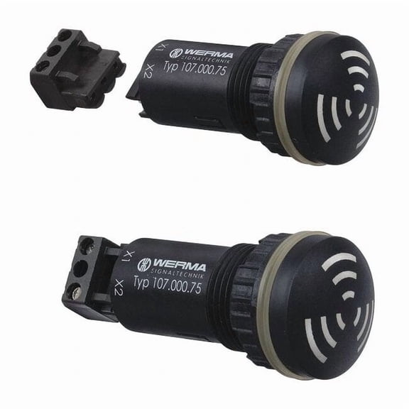 Buzzer, Buzzer, Pulse, 12V, 24V AC/DC, 80 dB, Fiberglass, Black, Wall Mount