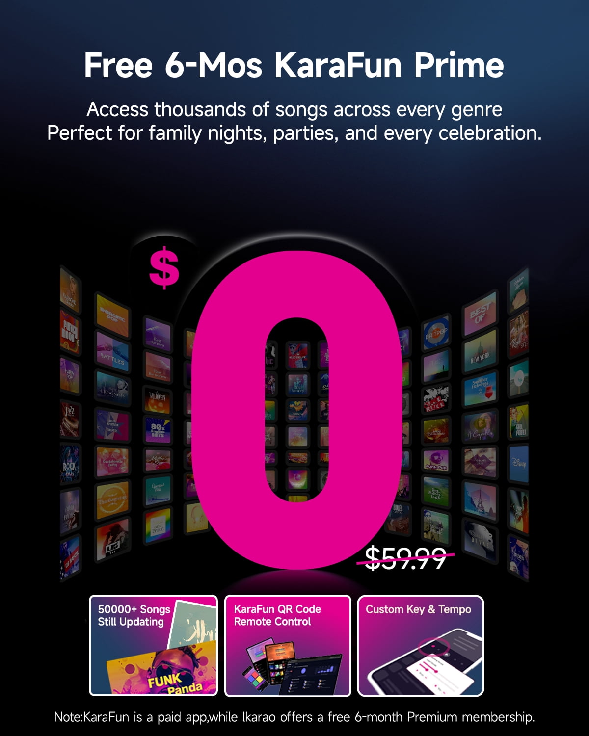 Ikarao Smart Karaoke Machine for Adults with Screen Lyrics Display, 2 Wireless Mics, Portable Bluetooth Speaker for Music Party