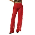 thumbnail image 1 of Qiylii Women Sexy Perspective Mesh Sheer Swim Shorts Pants Bikini Bottom Cover up Ruffle Clubwear Pants, 1 of 9