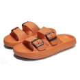 thumbnail image 2 of Double Buckle Sandals Adjustable for Women Men Flat Sandals Pillow Cloud Slippers Comfort Slide Waterproof Slip-on Shower Shoes Seaside Orange 44-45, 2 of 7