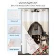 thumbnail image 4 of No Hook Shower Curtain with Snap-in Liner, Brown Easter Bunny Waterproof Fabric Bathroom Curtains, Spring Retro Farmhouse Rabbits Floral Bath Curtains & Mesh Top Window Standard 72"x72", 4 of 9