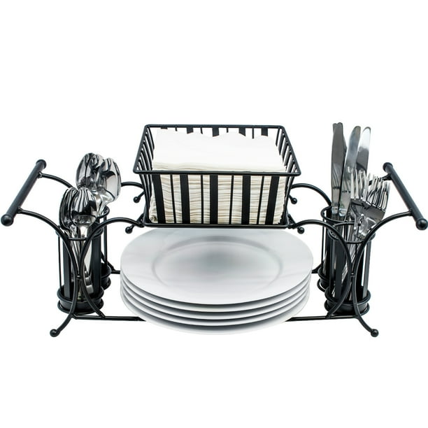 Sorbus Utensil Buffet Caddy Includes Napkin, Utensil, Plate Holder
