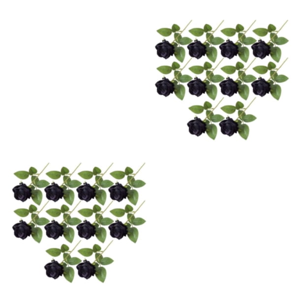 Ramo de novia Bewildely 10 piezas flores artificiales bajo mantenimiento negro