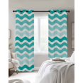 thumbnail image 3 of Turquoise Striped Ombre Blackout Curtains, Light Blocking Print Window Curtains, Geometric Modern Gradient Ocean White Thermal Insulated Window Drapes for Living Room 2 Panels, 104"W x 52"L, 3 of 9
