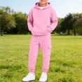 thumbnail image 2 of Ulanda Kids Sweatsuits 2 Piece Set Boys Girls Athletic Tracksuit Tween Trendy Jogging Suits Fall Winter Sweatpants Hoodie (Pink, 9-10 Years), 2 of 6