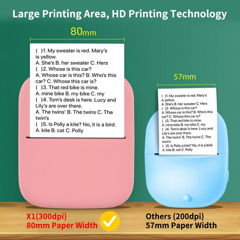 Portable Mini Pocket Printer 80mm BT Wireless Thermal Photo Printer 300dpi  Picture Memo Lists Receipt Paper Printer Sticker Inkless Printing 