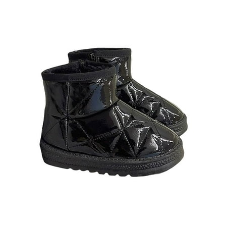 

Fangasis Kids Chelsea Boot Plush Lined Ankle Booties Faux Fur Snow Boots Children Warm Shoe School Non-Slip Slip On Winter Bootie Black Style B 11.5C