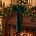 thumbnail image 4 of Velvet Christmas Bow,25.2 x 11.8 in Large Hanging Bow Decoration, Pleated Long-Tail Design with Hanging Loop, Holiday Bow for Christmas Tree Wreath Door and Mantel, 4 of 6