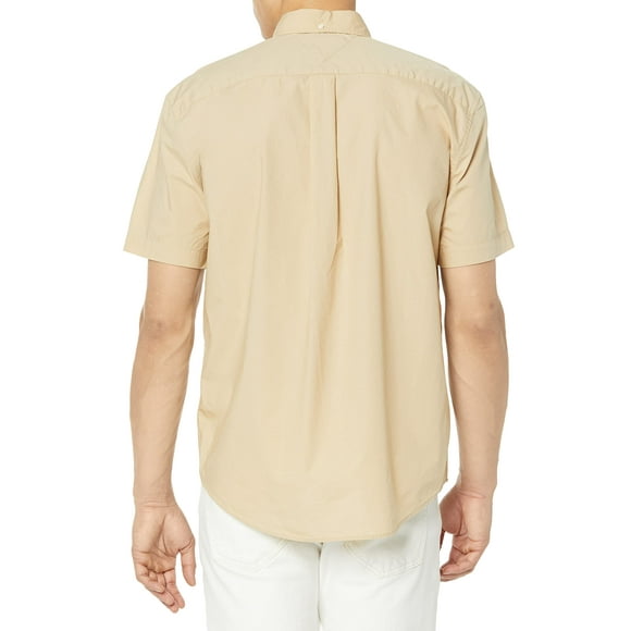 Tommy Hilfiger Men's Short Sleeve Casual Button-Down Shirt in Classic Fit, Gentle Gold