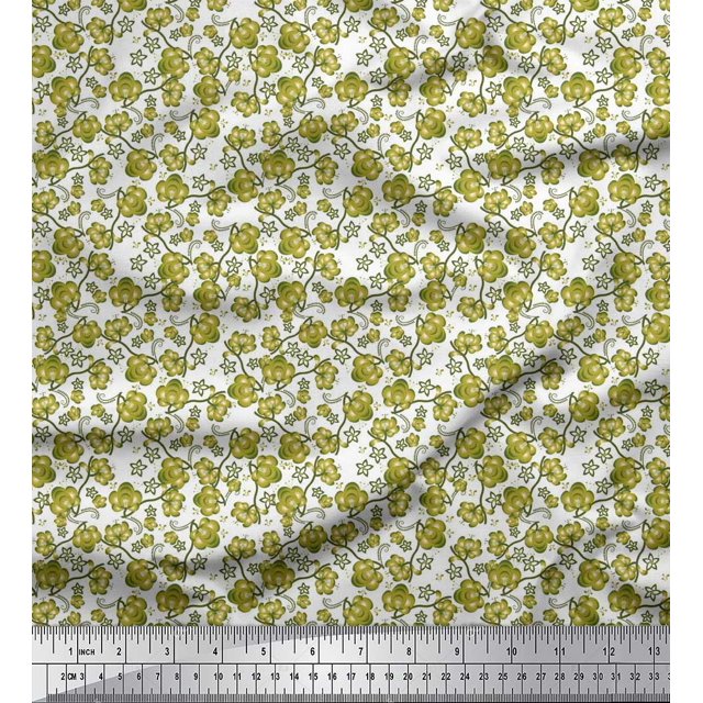 Soimoi Polyester Crepe Fabric Flower Artistic Decor Fabric Printed Yard 42 Inch Wide