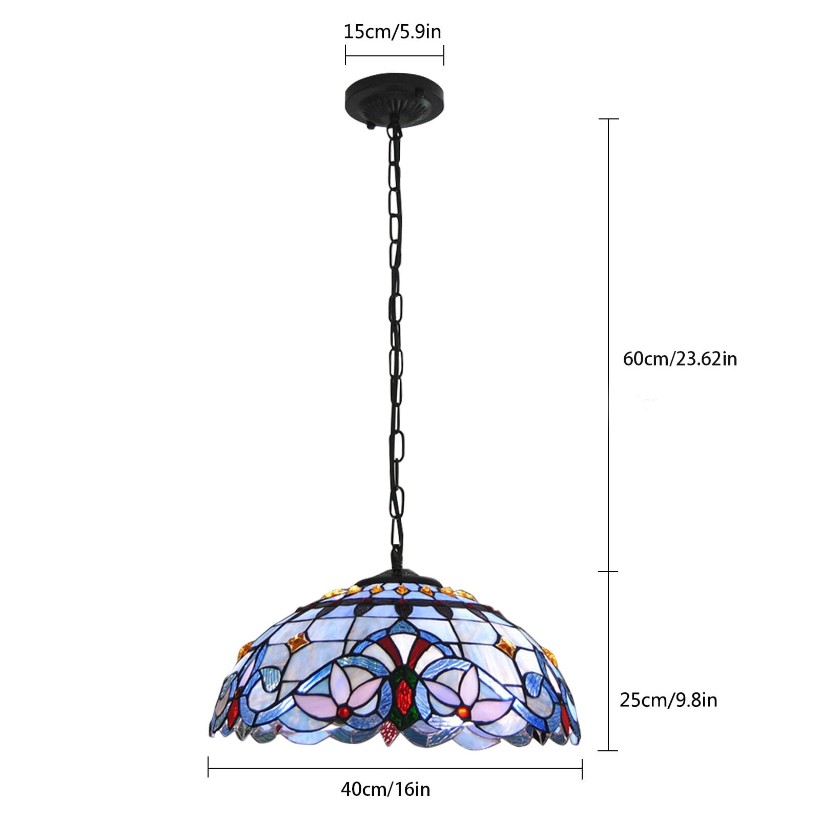 Tiffany Style Pendant Ceiling Light Hanging Lamp Fixture Stained Glass Art Decor
