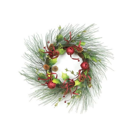 Melrose 21" Unlit Red/Green Brites Jingle Bell Glitter Artificial Christmas Wreath