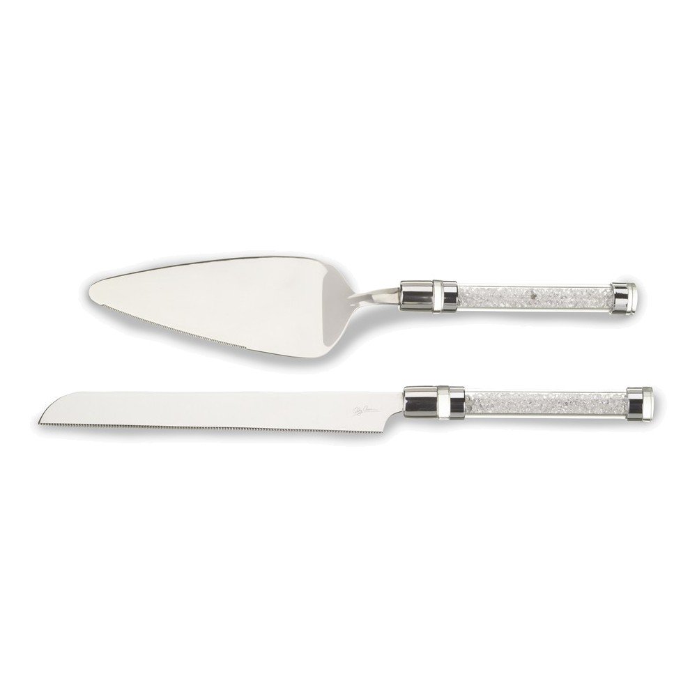 Oleg Cassini Crystal Filled Handle Cake Knife and Server