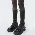 thumbnail image 4 of Female Leg Warmers Side Zipper Foot Cover Boot Socks Ribbed Knitted Gothic Punk Solid Color Women Student Knee High Foot Cover A-coffee One Size, 4 of 6