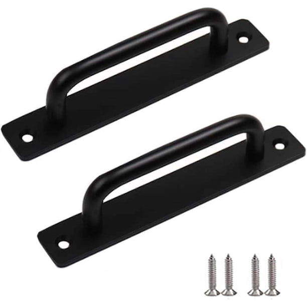 2 Pieces Heavy Duty Barn Door Handle, Steel Sliding Door Pull Handle, Black Cast Iron Door Handle, Interior Exterior Door Handles
