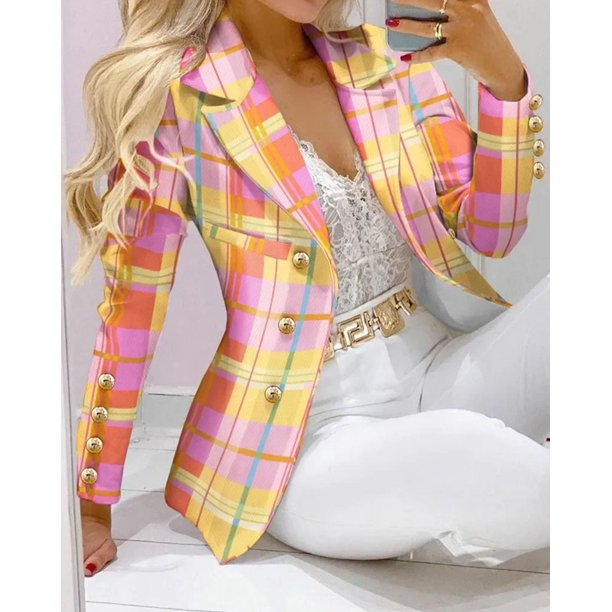 Nuevo 2024 conjuntos de pantalones formales de oficina para mujer, 2 uds., Blazers lisos con doble botonadura, chaqueta y pantalones, conjunto de dos piezas, trajes de pantalón femenino