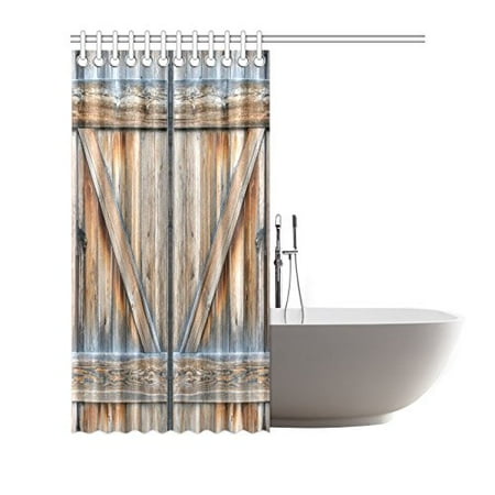 Pop Vintage Rustic Country Barn Wood Door Shower Curtain Old