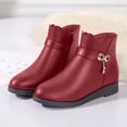 thumbnail image 6 of Tuphregyow Winter Women's Classic Cusp Toe Ankle Boots with Chunky Low Heel and Side Zipper Cozy Fleece Lining Red 36, 6 of 6
