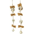 thumbnail image 4 of S/2 Jingle Bell Ornaments W Burlap Bows Christmas Holiday Hanging Rustic Vintage Metal Decor 18" L (White Hanging Bells), 4 of 4