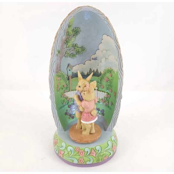 Jim Shore Heartwood Creek Lighted Rotating Bunny Couple Easter Figurine, Stone Resin, 11 in