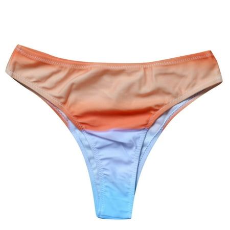 HCNTES Bikini Bottoms for Women Tie Side String Bathing Suit Bottoms High Cut Swimsuit Bottom S Orange