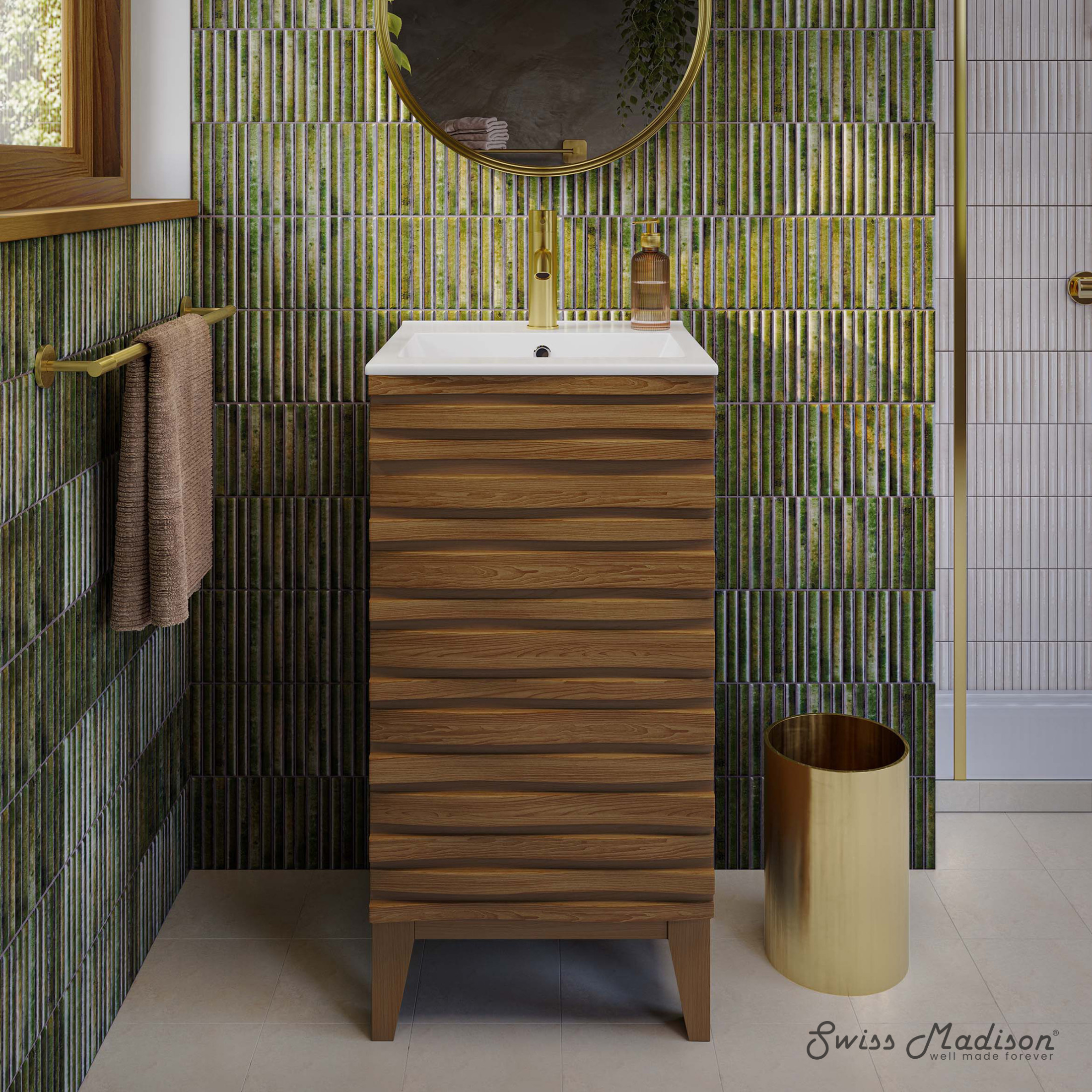Cascade 18" Bathroom Vanity in Brown Oak