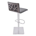 thumbnail image 3 of Adjustable Grey Faux Leather Walnut and Stainless Swivel Bar Stool, 3 of 3
