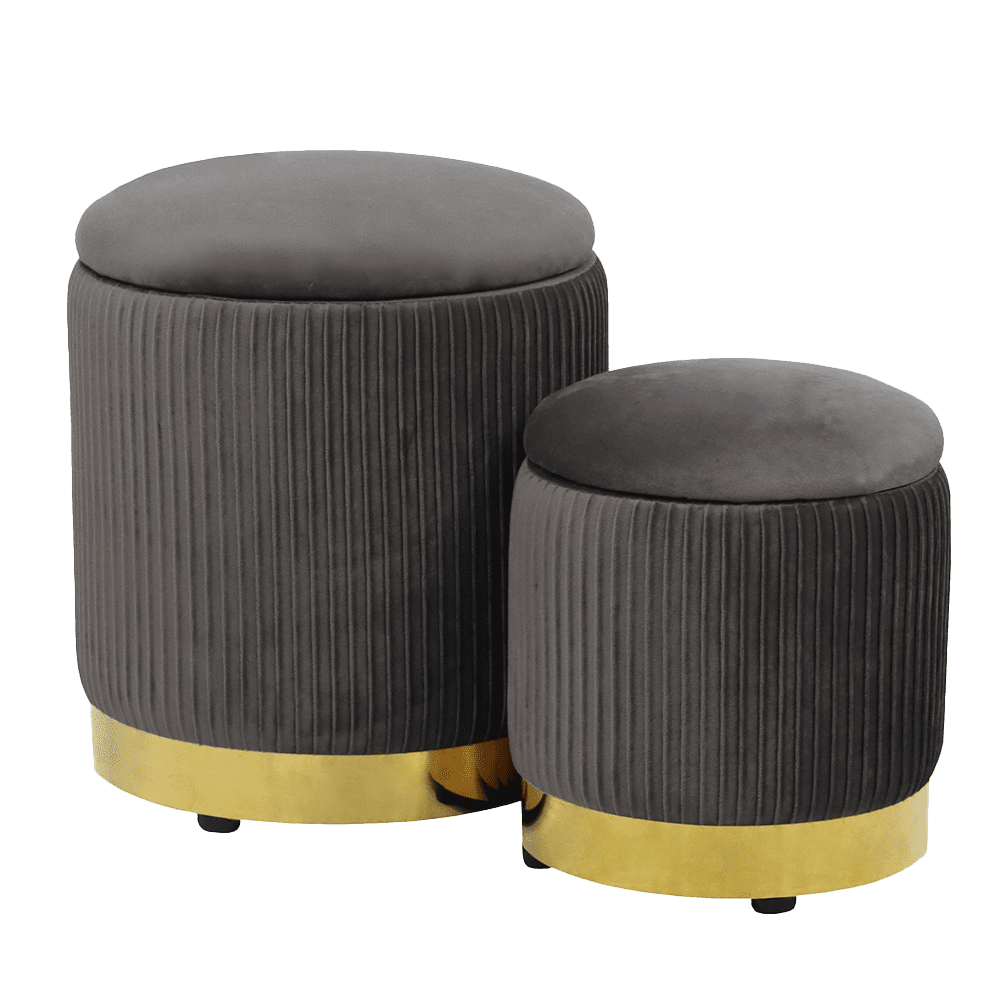 Impressions Vanity Zoe Storage Ottoman Set with 2 Different Sizes