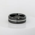 thumbnail image 4 of Jewelry Avalanche 2-Tone Mens Black Tungsten Carbide Wedding Band Silver Center-Grooved Trim, Beveled Edge Anniversary Ring size 9.5, 4 of 7