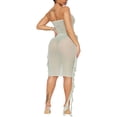 thumbnail image 3 of Biekopu Women Summer Bodycon Dress, Strapless Backless Flower Ruffled See-through Midi Dress, 3 of 5
