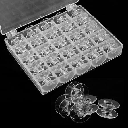 TSV 25Pcs Empty Bobbins Sewing Machine Spools w Box for Brother Janome Singer Elna
