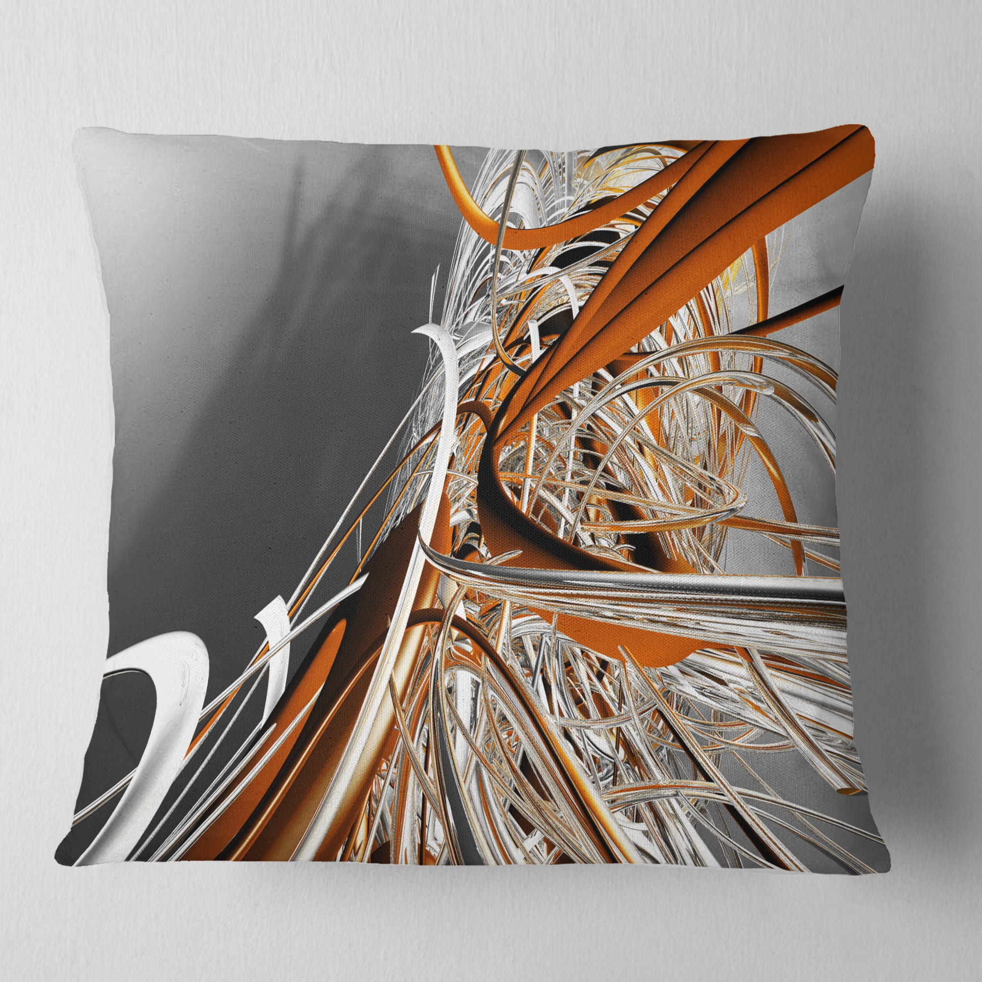 Designart Fractal Red N White Connected Stripes - Throw Pillow - 18x18