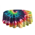 thumbnail image 5 of Colorful Tie Dye Pattern Round Tablecloth 60"x60",Wrinkle Wipeable Table Cloth for Kitchen Dining Room Picnic Patio Party, 5 of 6